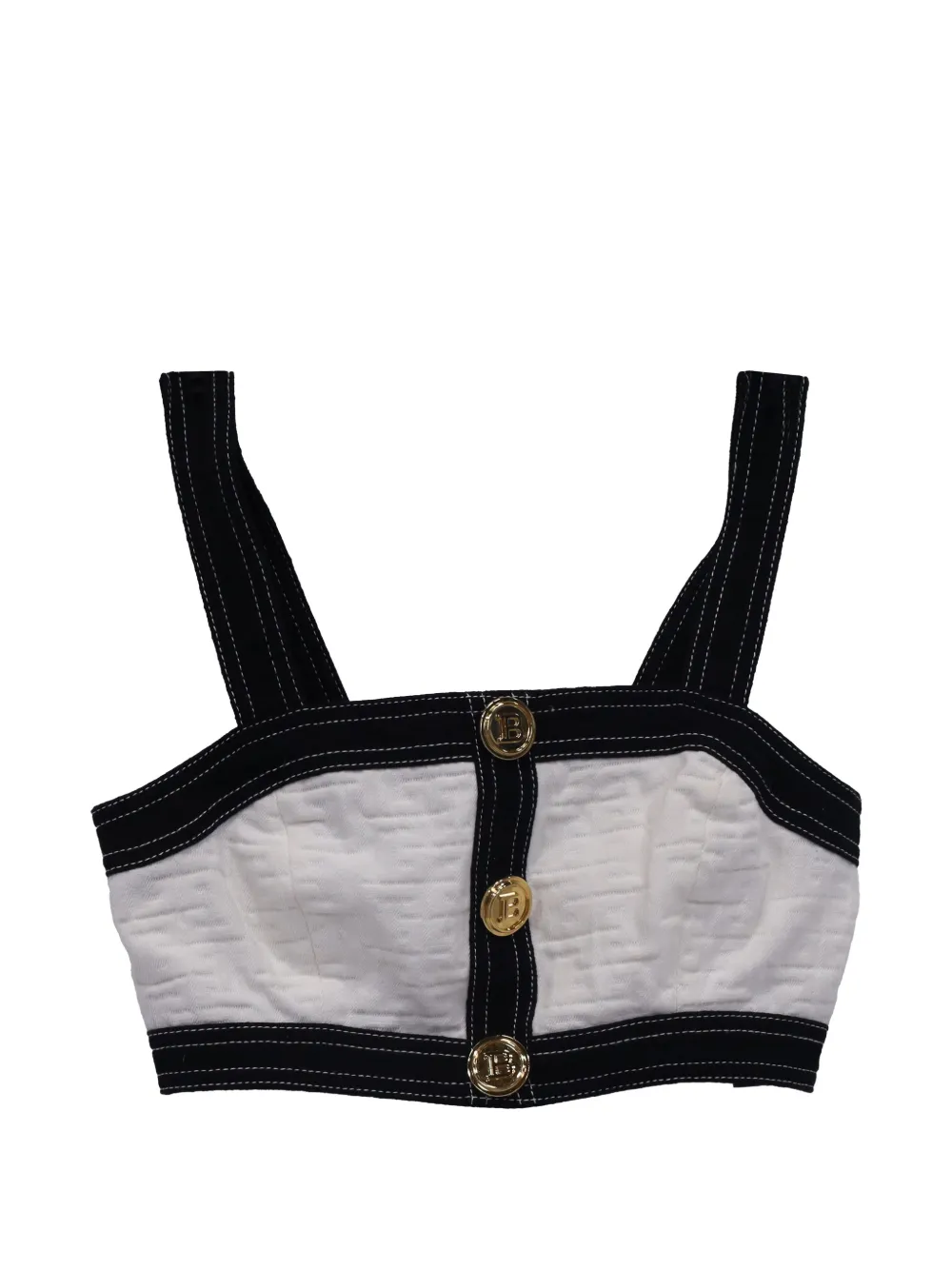 Balmain Pre-Owned back-zip cropped top - Bianco