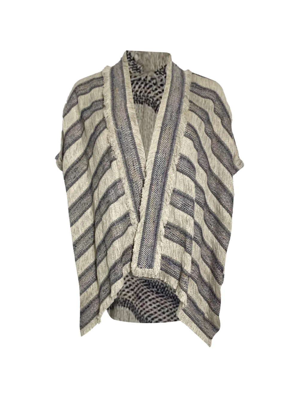 Maje striped fringed poncho - Toni neutri