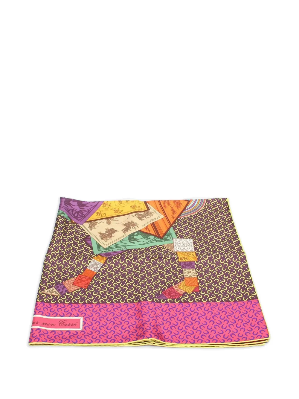 Hermès Pre-Owned A Cheval Sur Mon Carré printed silk scarf - Viola