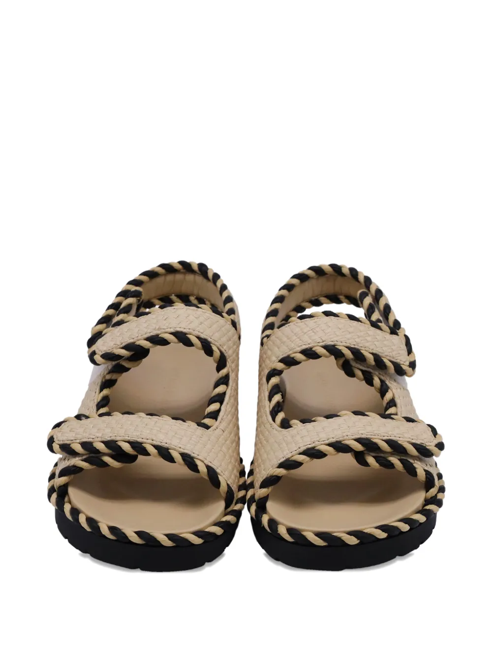 Bottega Veneta Pre-Owned raffia slingback sandals - Beige