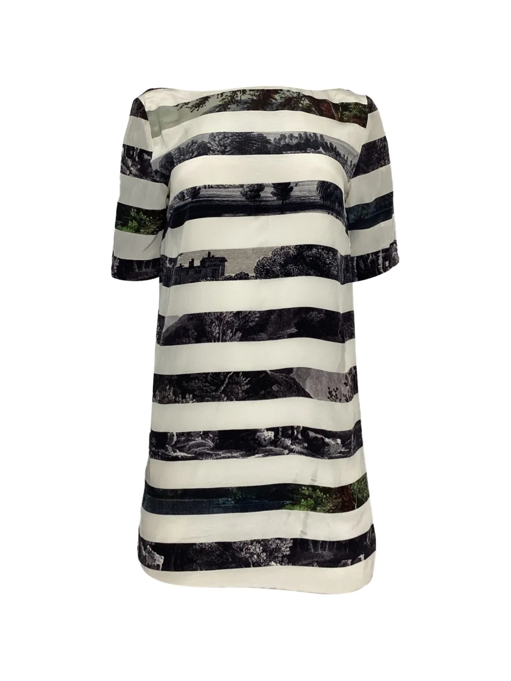 Dries Van Noten Pre-Owned striped-pattern landscape dress - Bianco