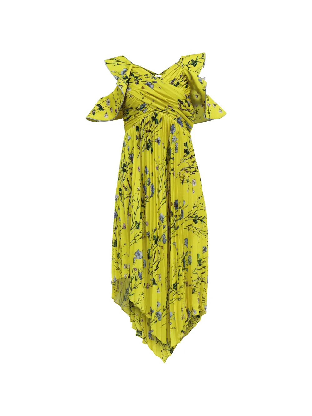 Self-Portrait pleated floral-print midi dress - Giallo