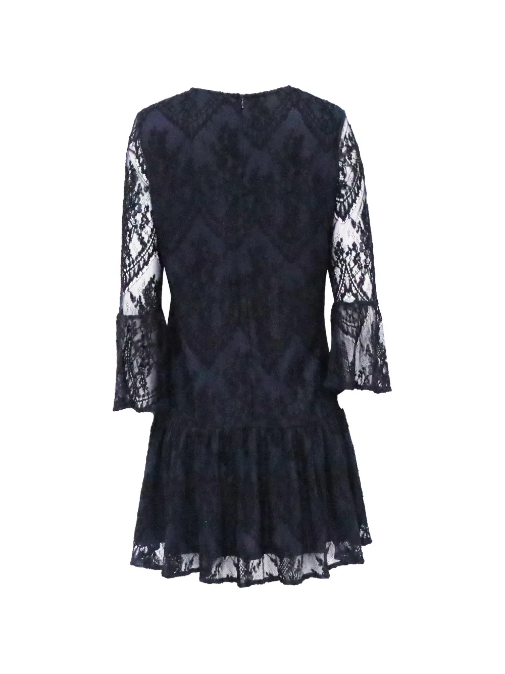 GANNI lace ruffled embroidered mini dress - Blauw