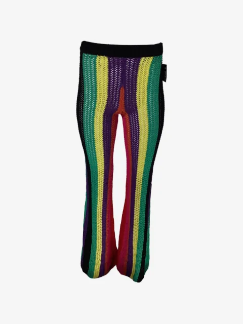 Balmain Pre-Owned high-waist striped crochet trousers