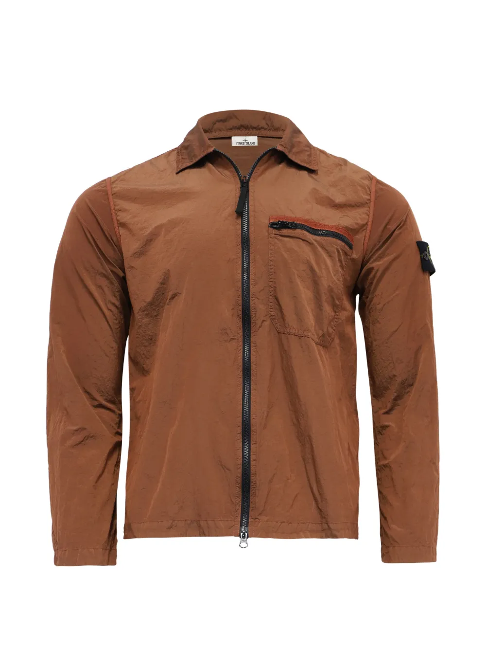 Pre-owned Stone Island Zipped Logo-patch Jacket In Brown