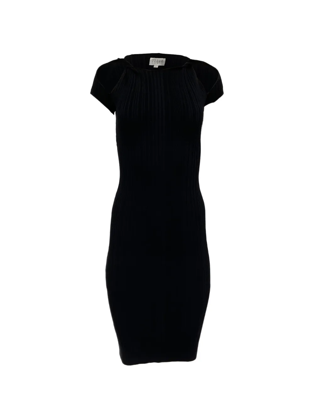 Pre-owned Herve Leger Cutout Twisted Ribbed Dress In Black