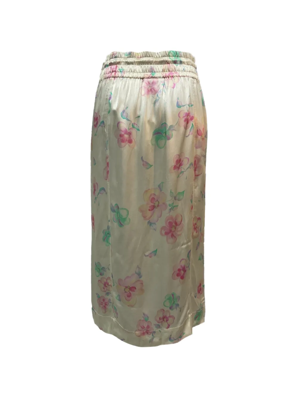 GANNI drawstring floral-print midi skirt - Beige