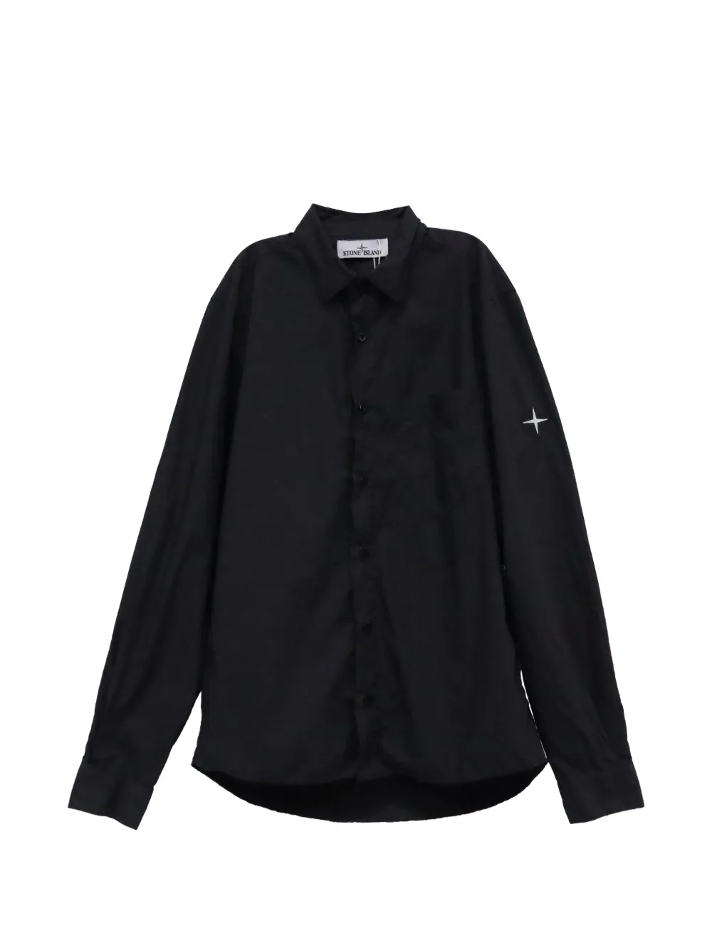 Stone Island logo-embroidered button-down shirt - Schwarz