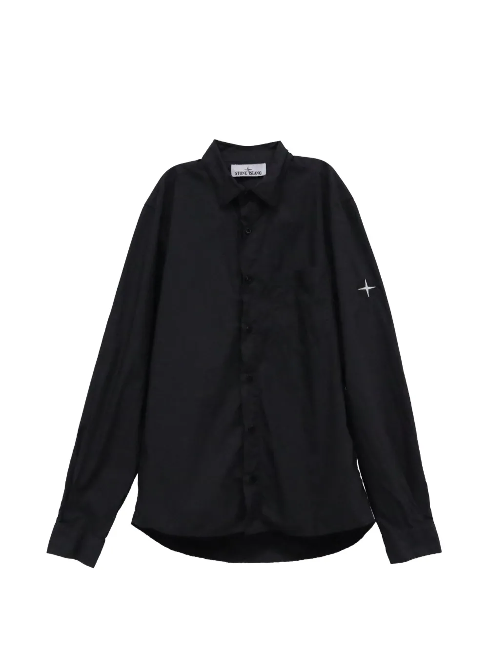 Stone Island logo-embroidered button-down shirt - Nero