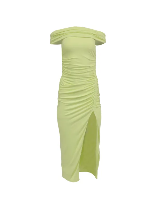 green emerald velvet dress Green Keyhole Knit Midi Dress – self-portrait main image 0