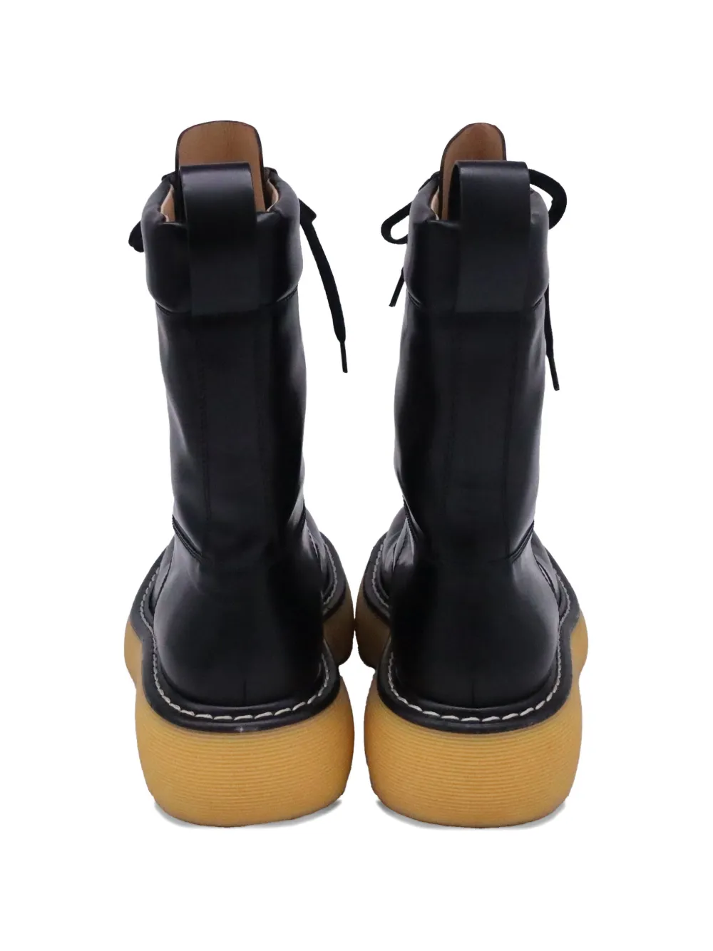 Bottega Veneta Pre-Owned Bounce lace-up leather boots - Zwart