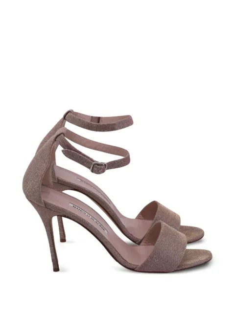 Manolo Blahnik sandalias con tira en el tobillo y glitter