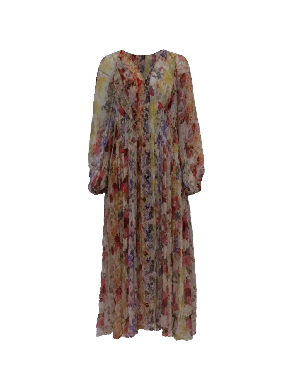 ZIMMERMANN floral pleated midi dress - Toni neutri