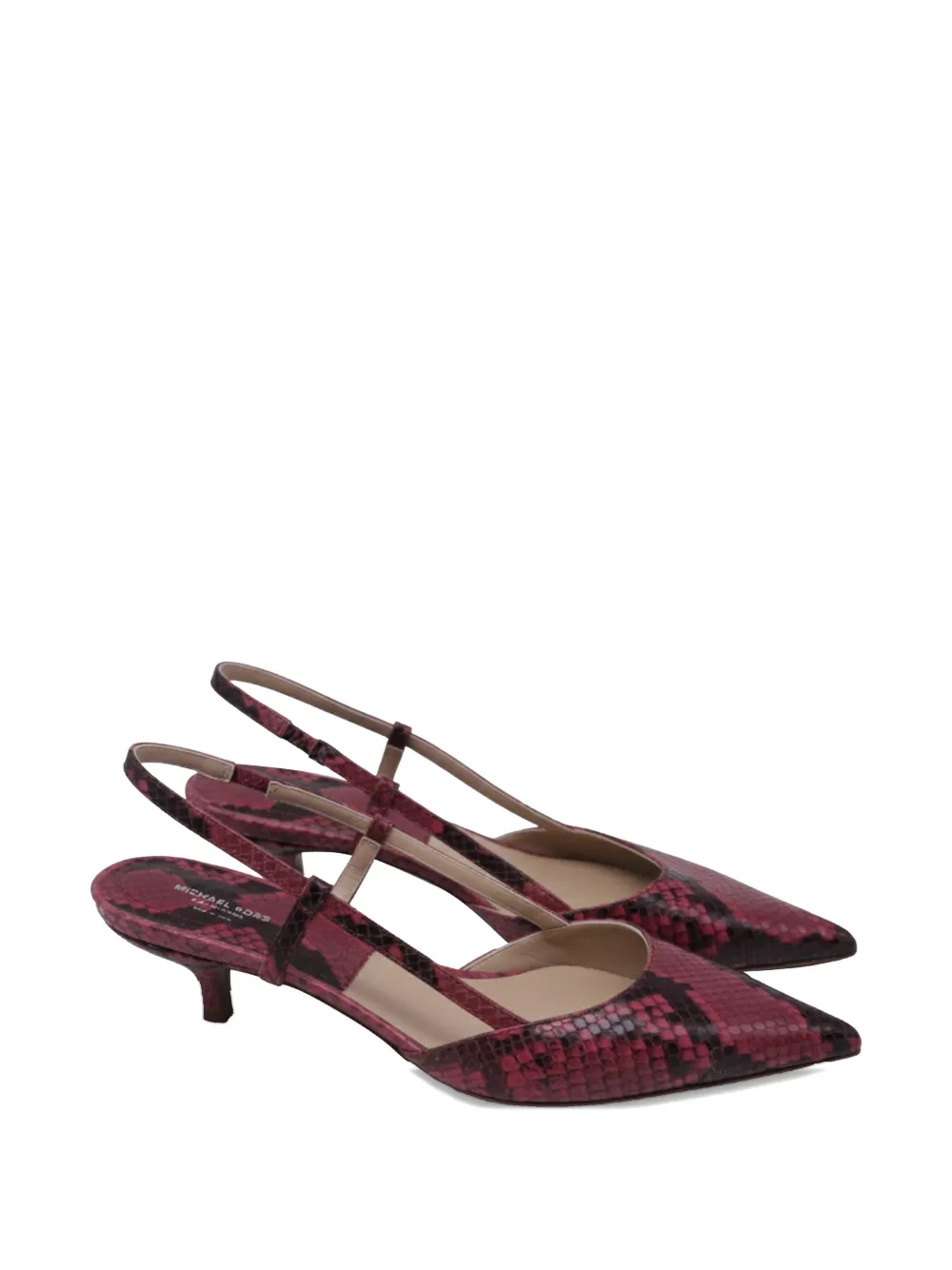 Michael Kors Vintage python-embossed sling-back pumps - Rood