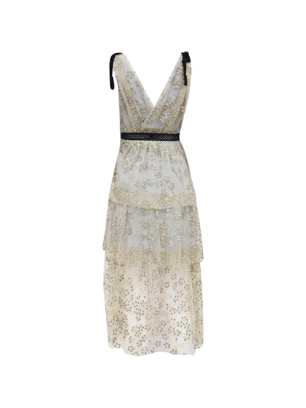 Self-Portrait tulle beads midi dress - Beige