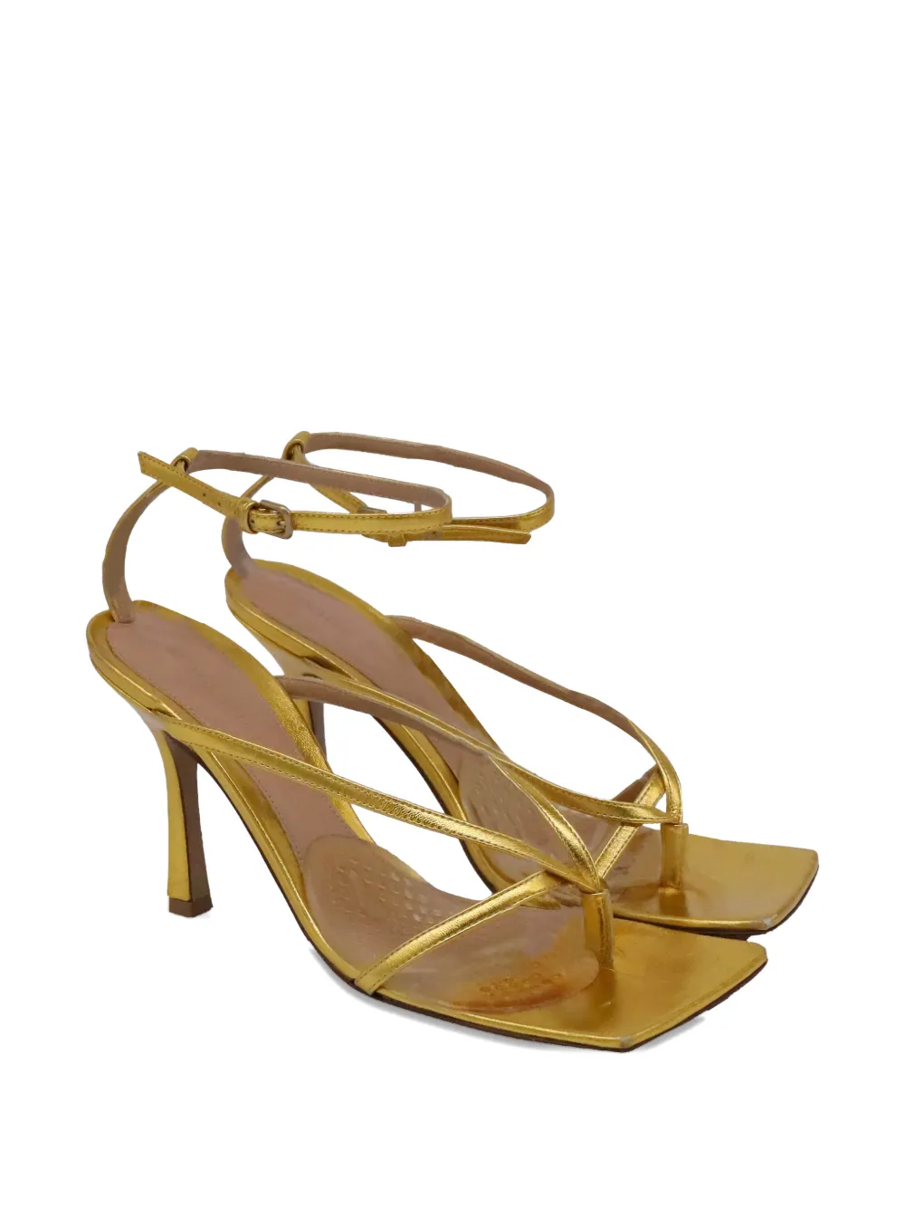Bottega Veneta Pre-Owned square-toe heeled sandal - Goud