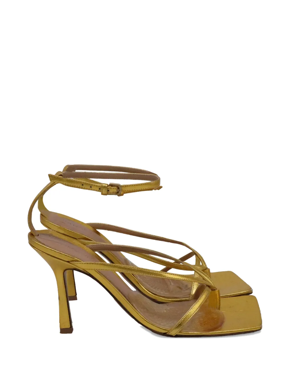 Bottega Veneta Pre-Owned square-toe heeled sandal - Gold