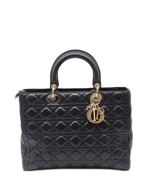 Dior Pre-owned Lady Dior Top-handle Tote Bag in Black