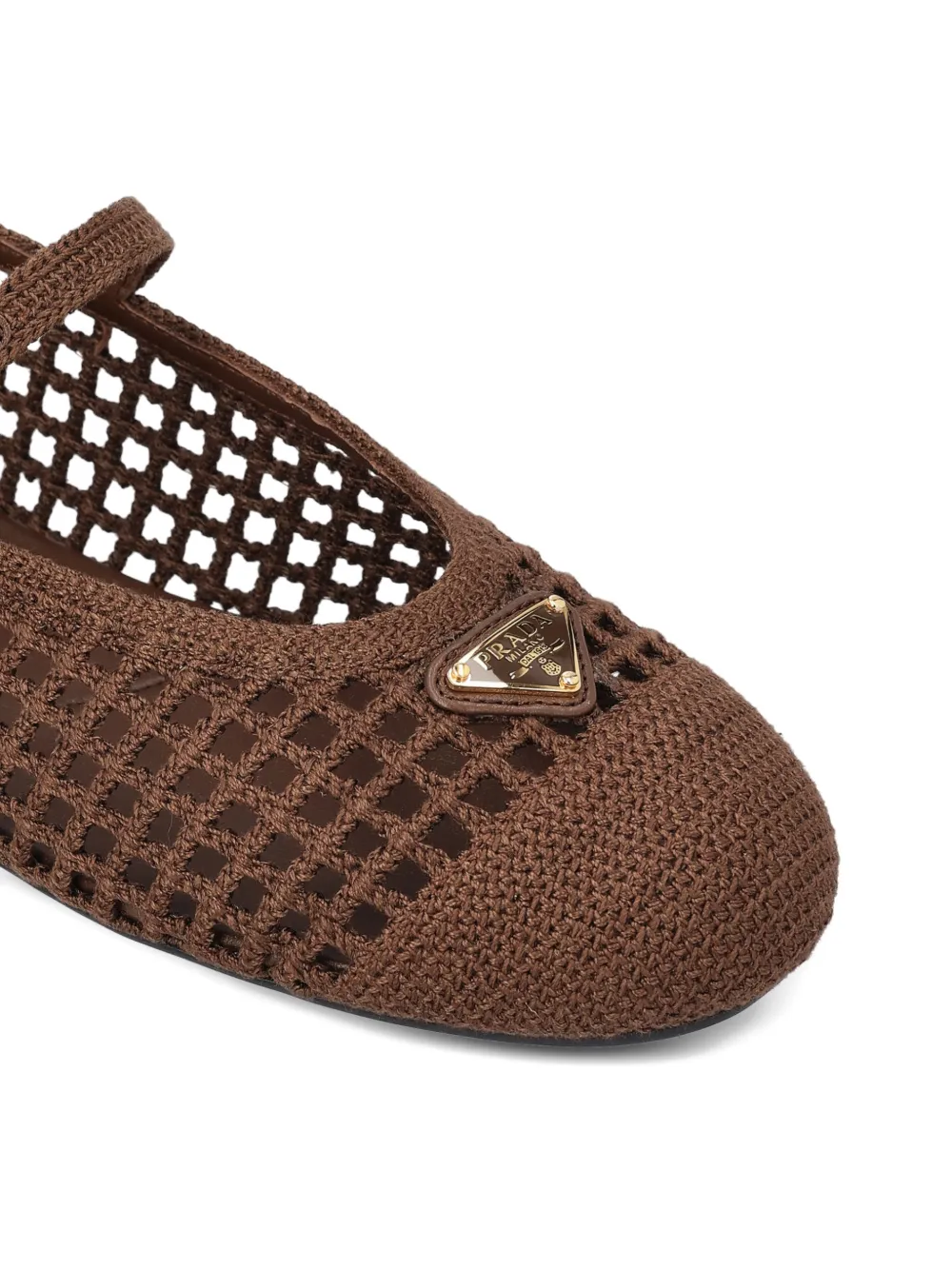 Prada Openwork ballerina's met bandje Bruin