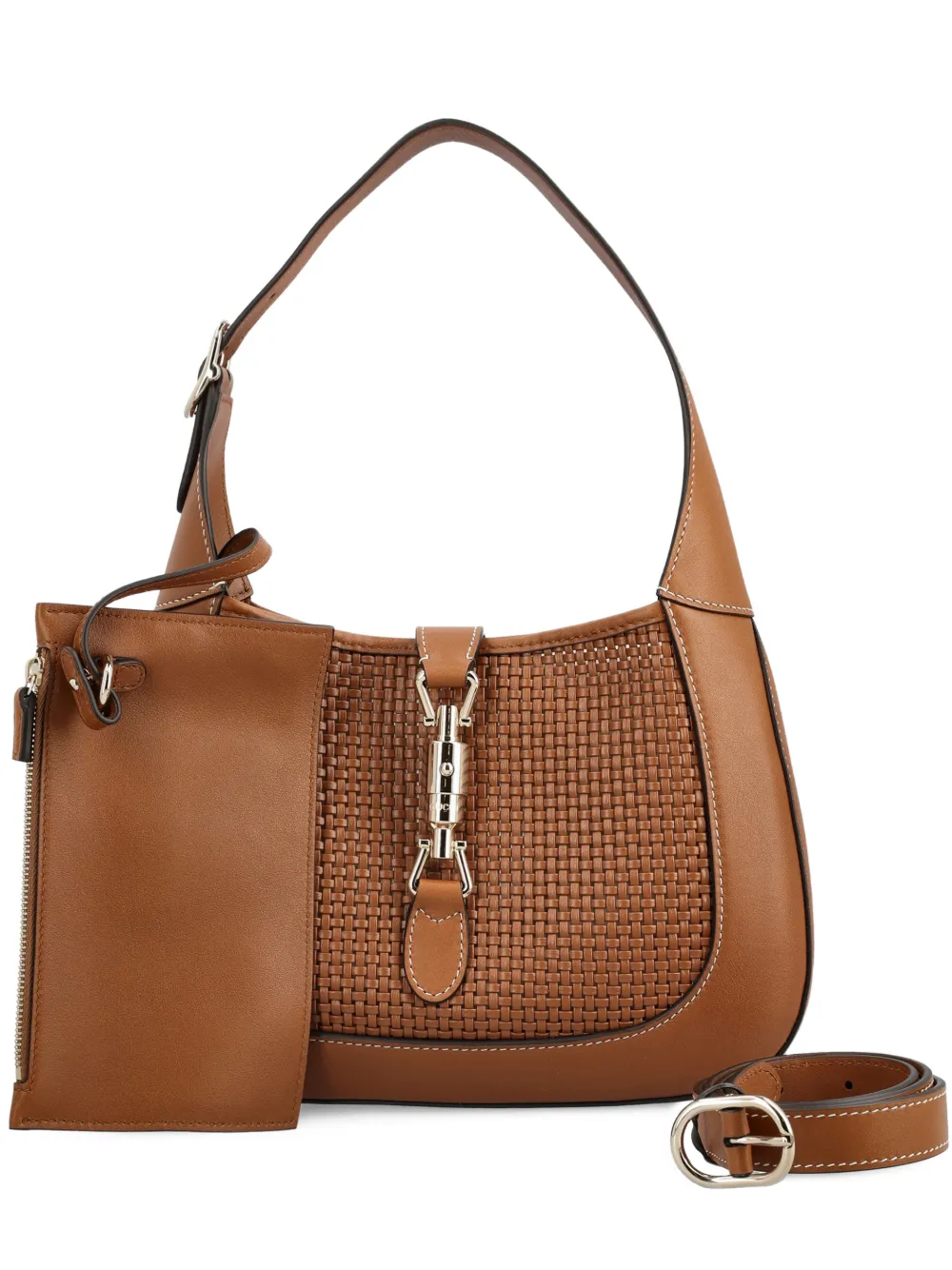 Gucci Jackie 1961 woven-detail shoulder bag - Braun