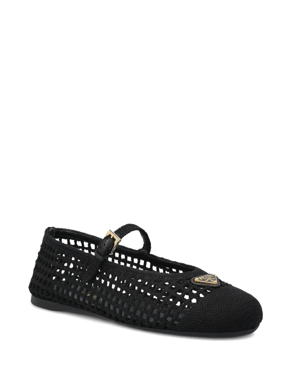 Prada openwork strap ballerina shoes - Zwart
