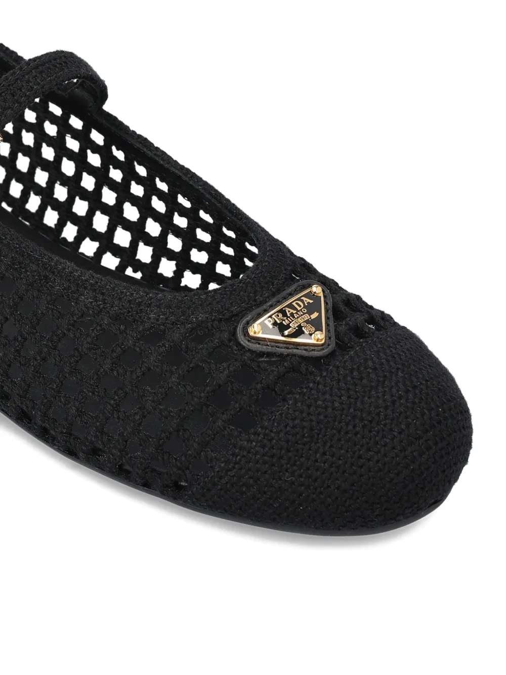 Prada openwork strap ballerina shoes Zwart