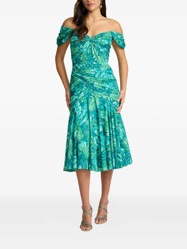 tadashi shoji floral cocktail dress Tadashi Shoji Leticia Floral Waterfall Flounce Gown