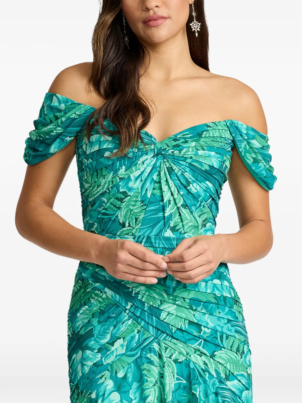 Tadashi Shoji Midi-jurk met bloemenprint Groen