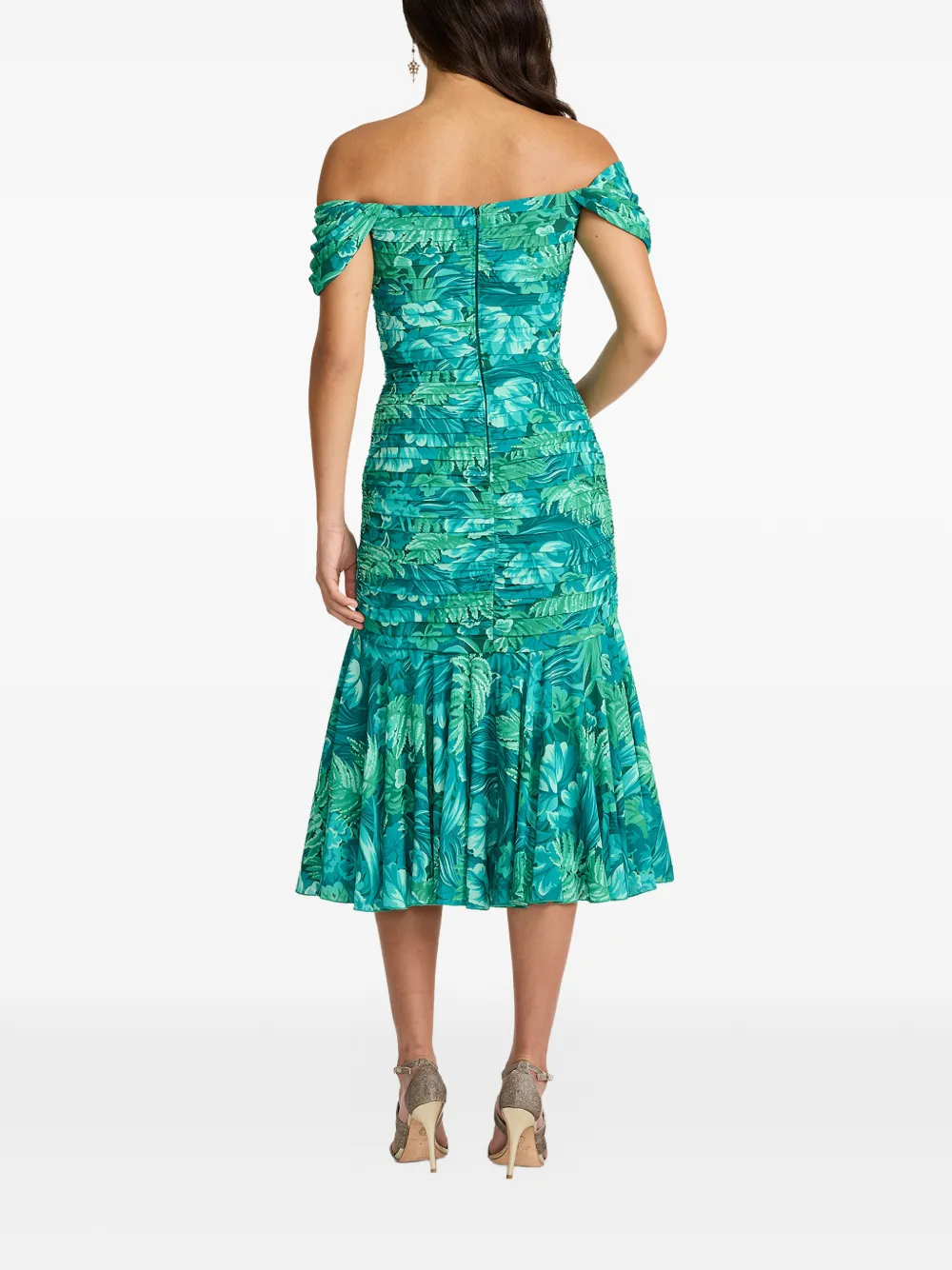 Tadashi Shoji Midi-jurk met bloemenprint Groen