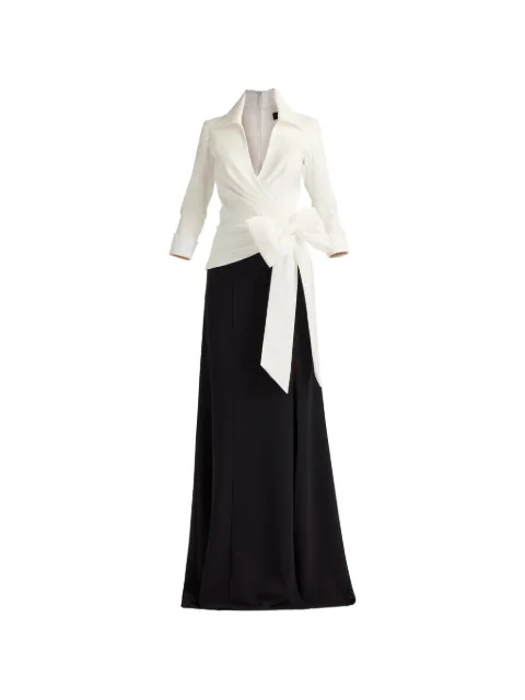 Tadashi Shoji bow-detail V-neck panelled dress