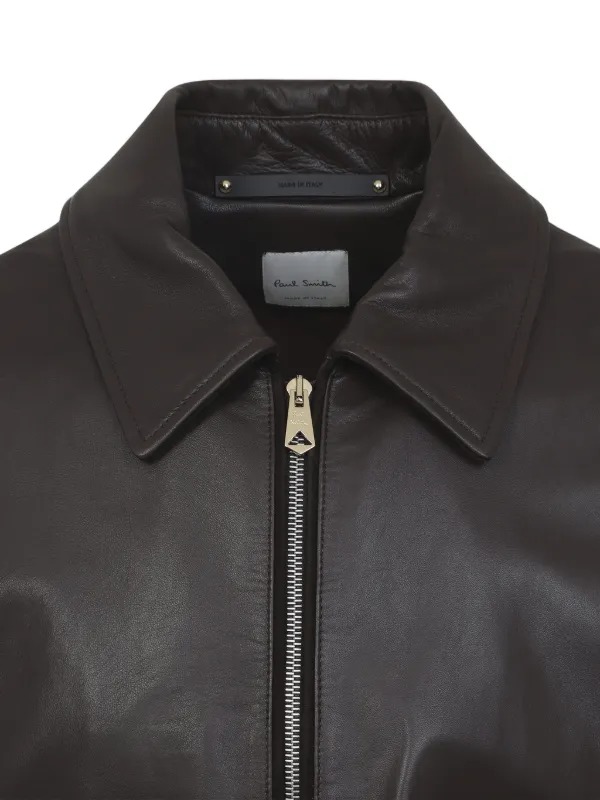 Paul Smith Zipped Leather Jacket | Brown | FARFETCH ZA