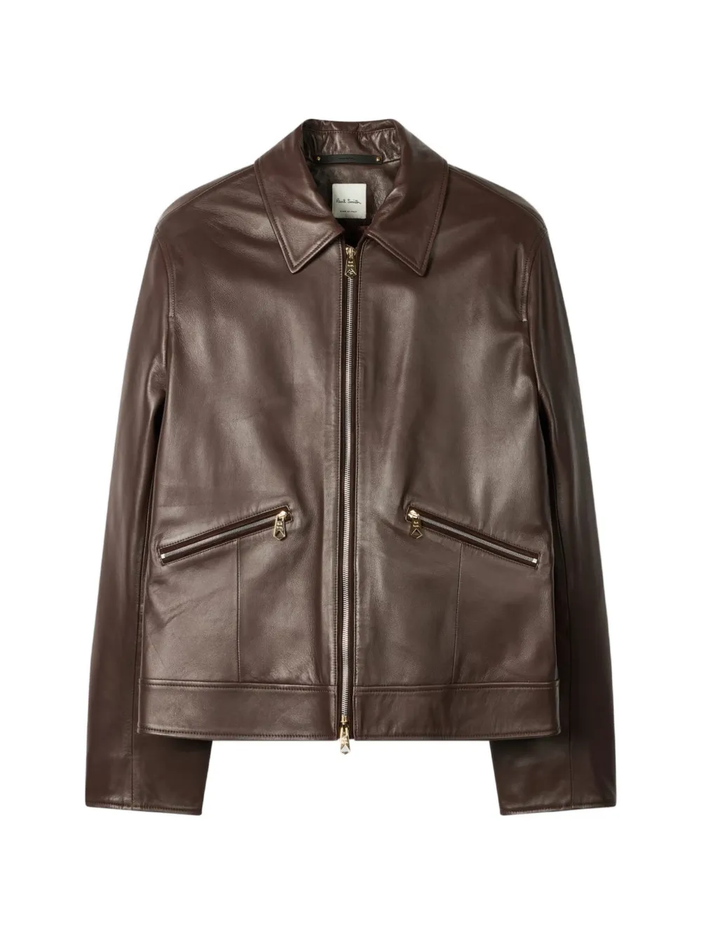 Paul Smith zipped leather jacket - Marrone