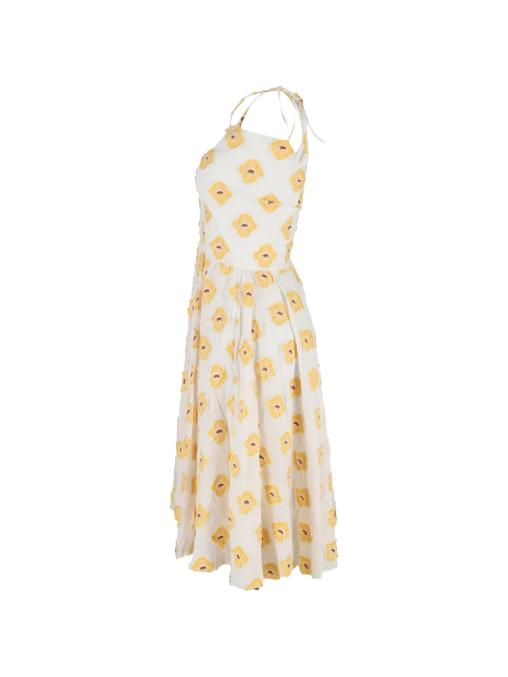  Caroline Constas Floral One-shoulder Midi Dress - White 