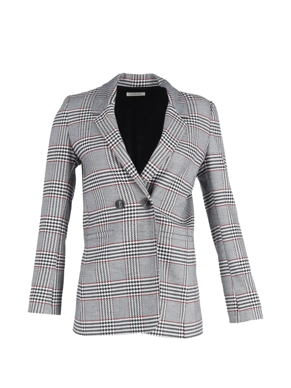 ANINE BING Madeleine plaid double-breasted blazer - Grigio