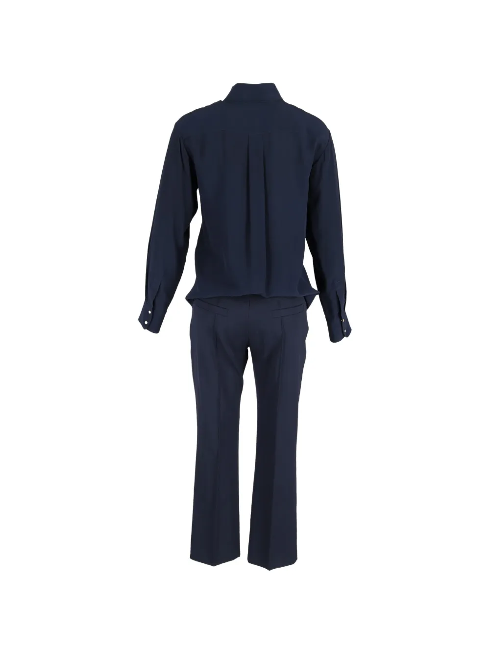 Chlo&eacute; Vintage tie-neck trousers and blouse set - Blauw
