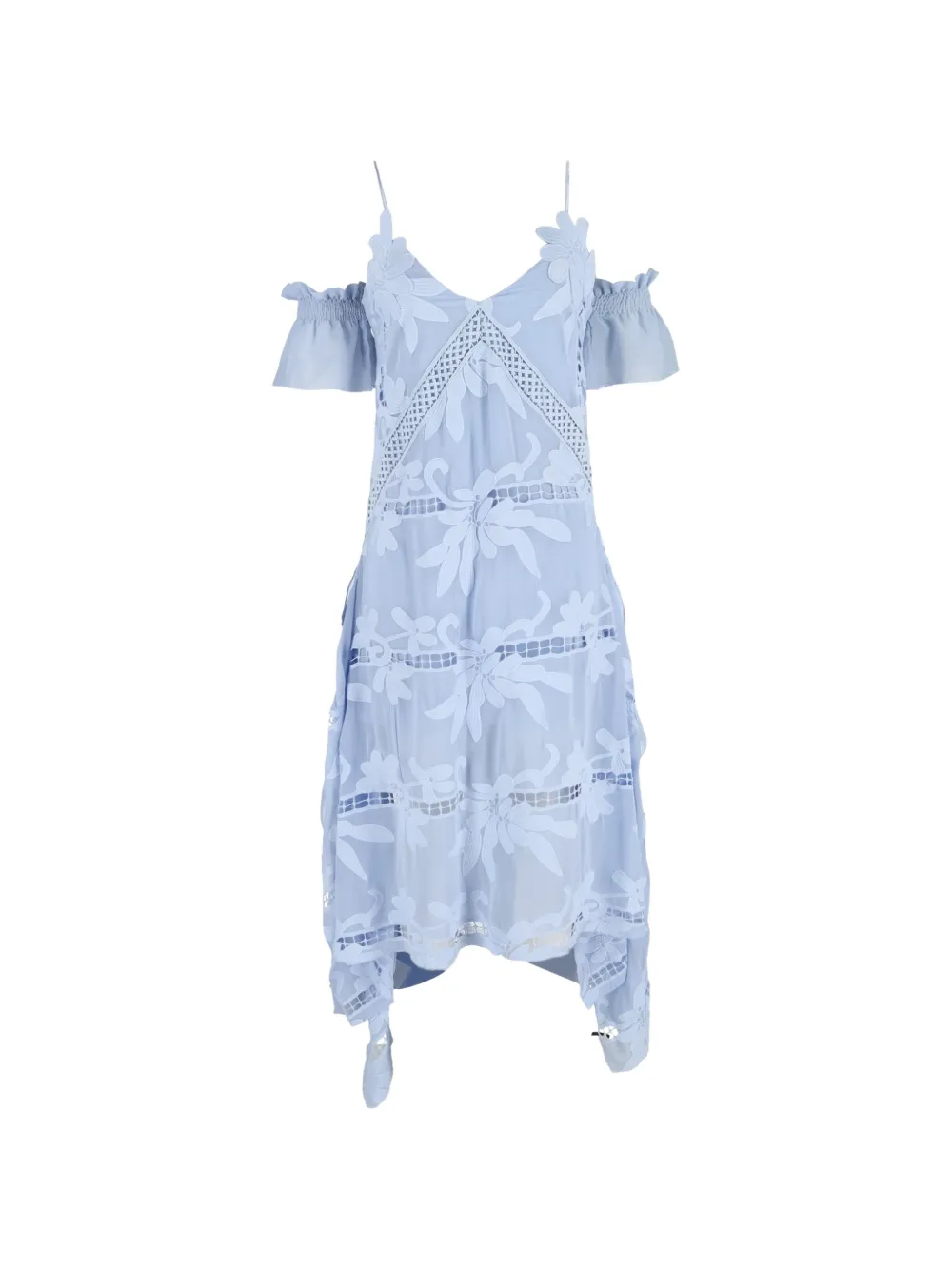 Self-Portrait embroidered off-the-shoulder dress - Blu