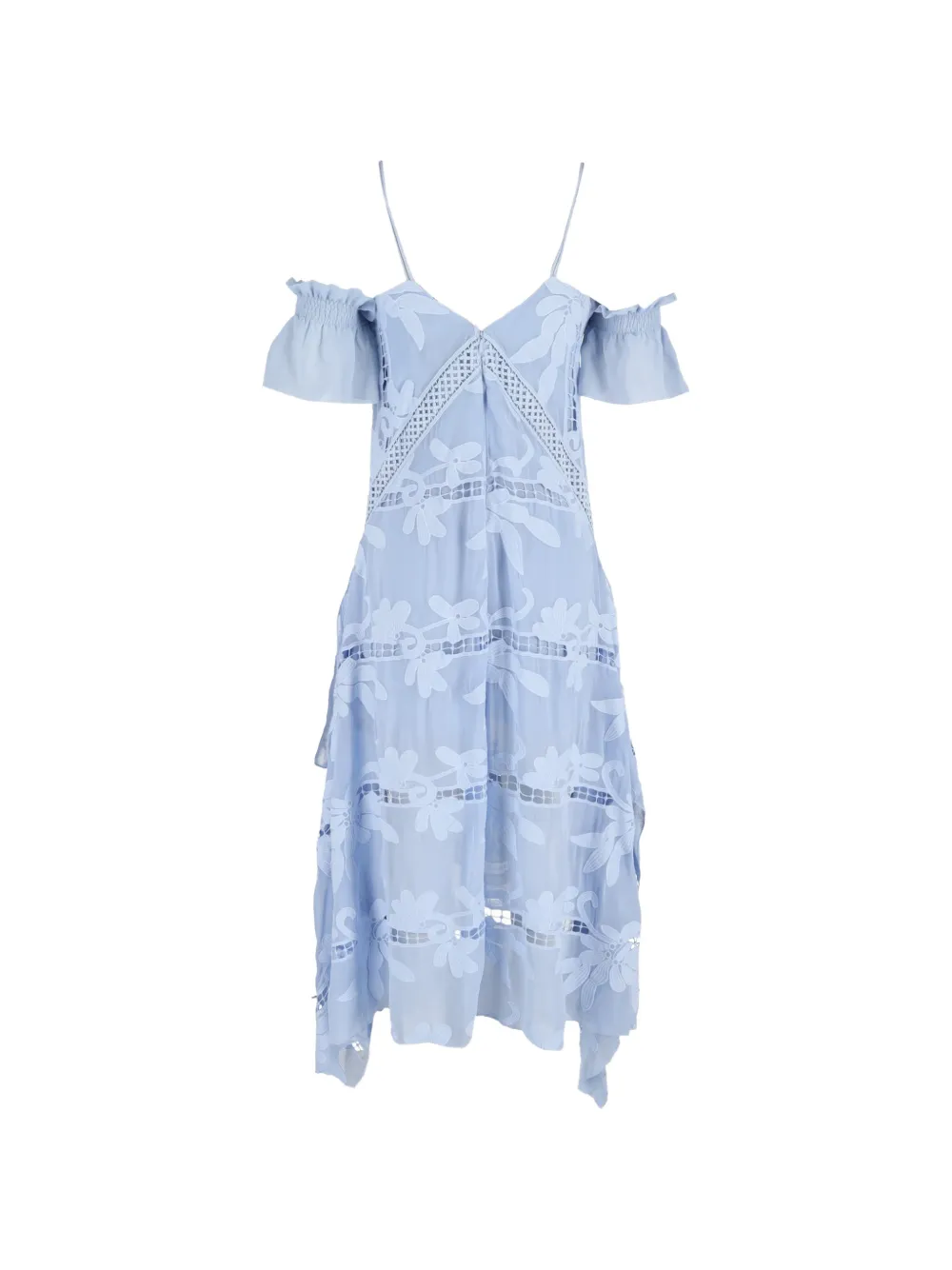 Self-Portrait embroidered off-the-shoulder dress - Blauw