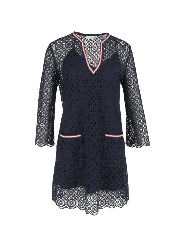 SANDRO Lace Mini Dress | Blue | FARFETCH GE