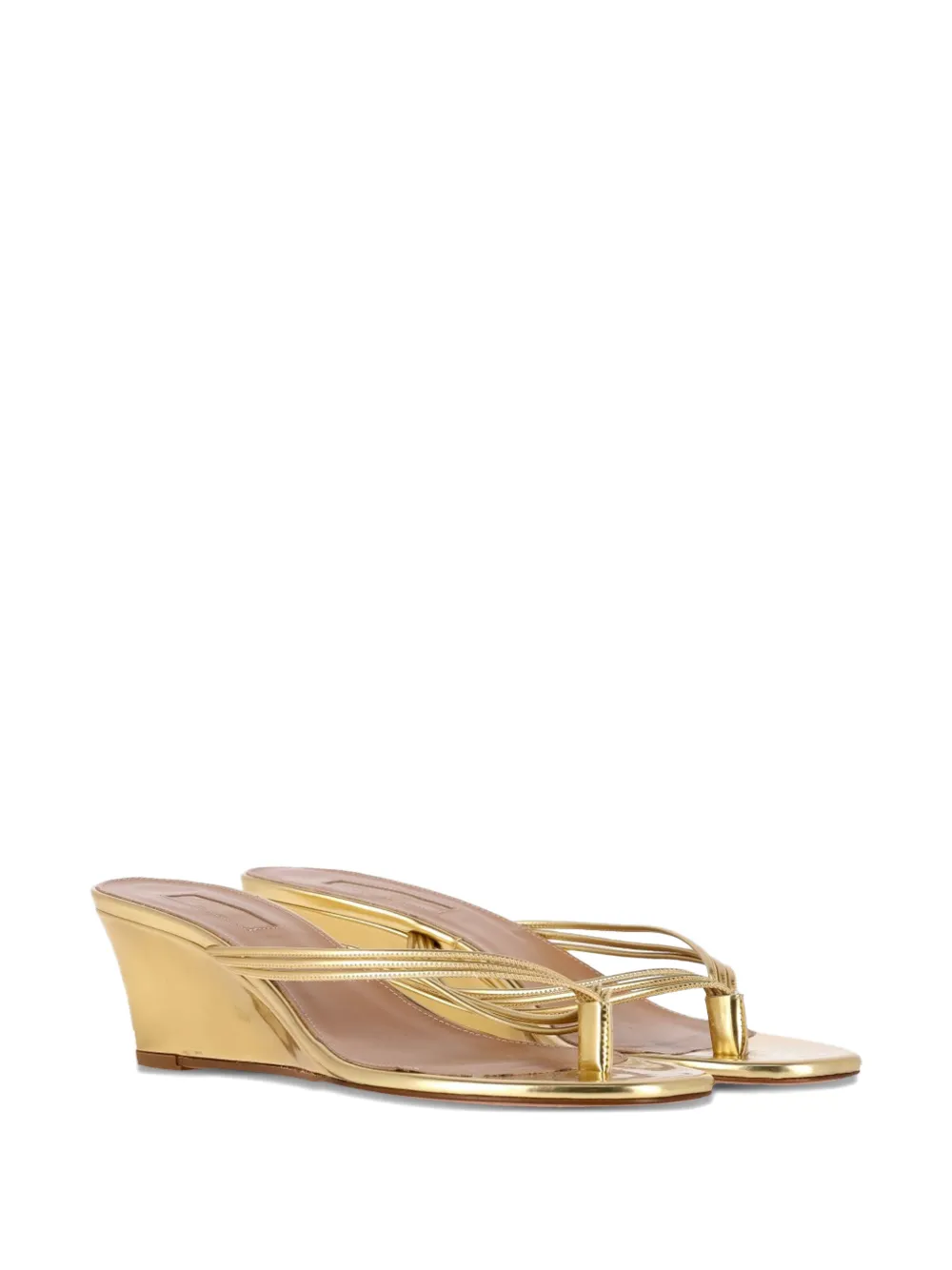 Aquazzura Pedi leather wedge sandals - Goud