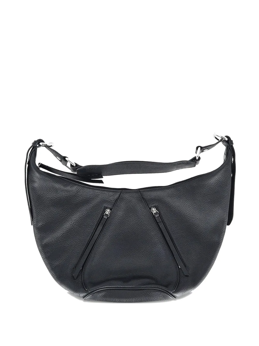 BY FAR Story leather zip shoulder bag - Nero