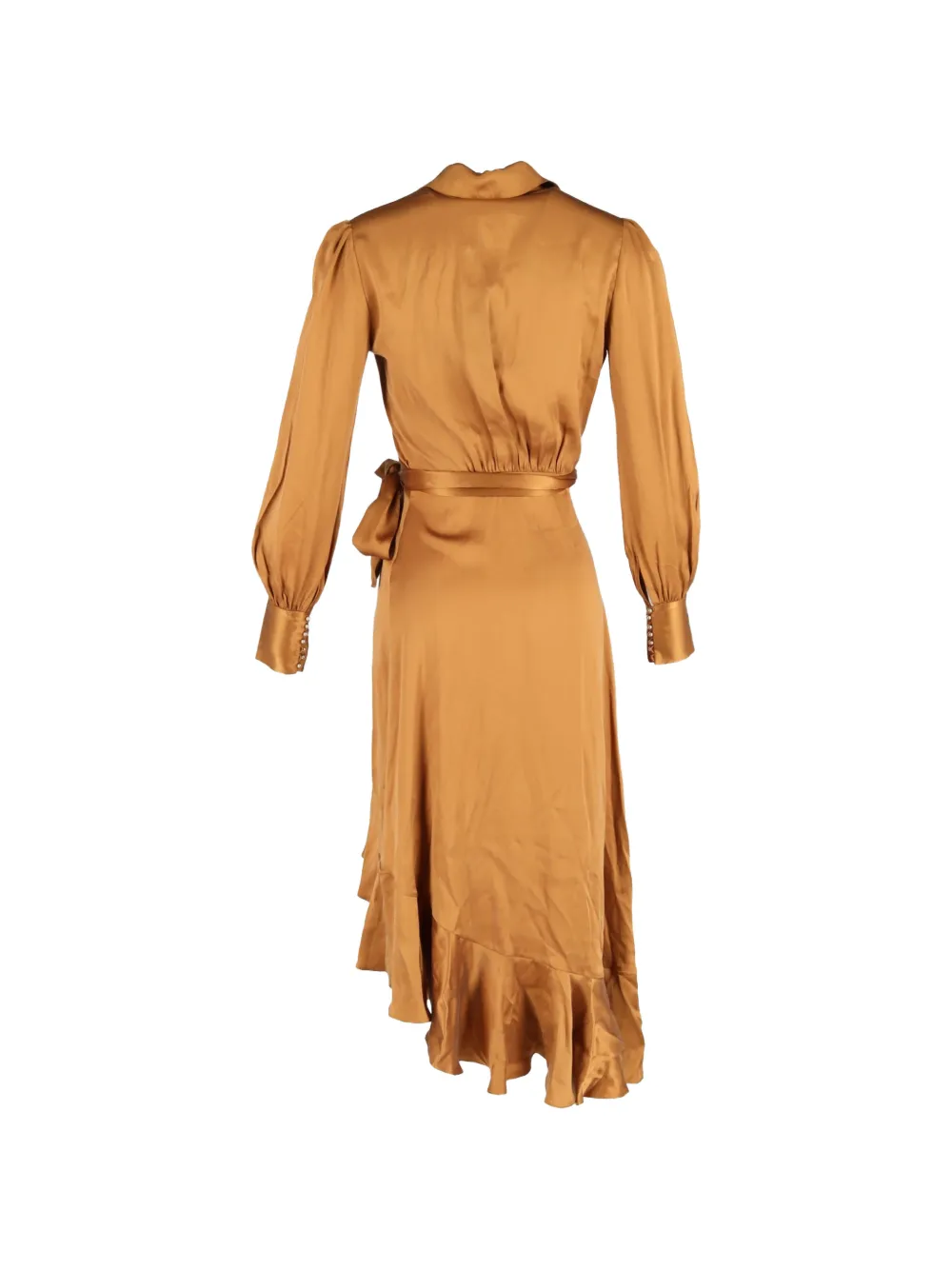 ZIMMERMANN asymmetric ruffled wrap midi dress - Bruin