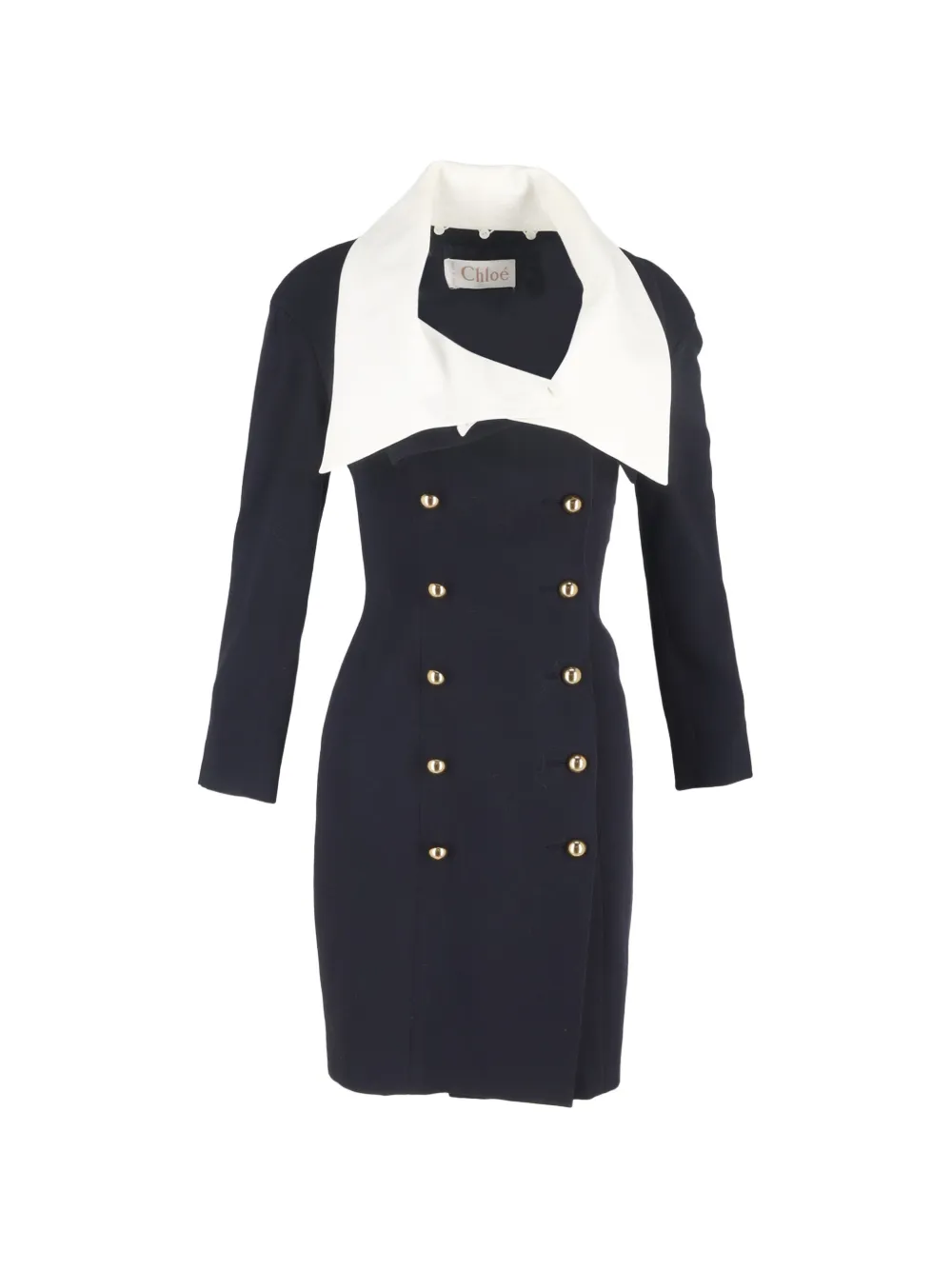 Chloé Vintage oversized-collar double-breasted dress - Blu