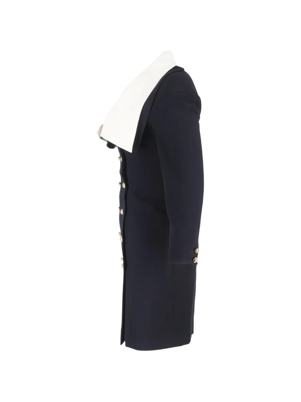 Oversized-Collar Double-Breasted Dress