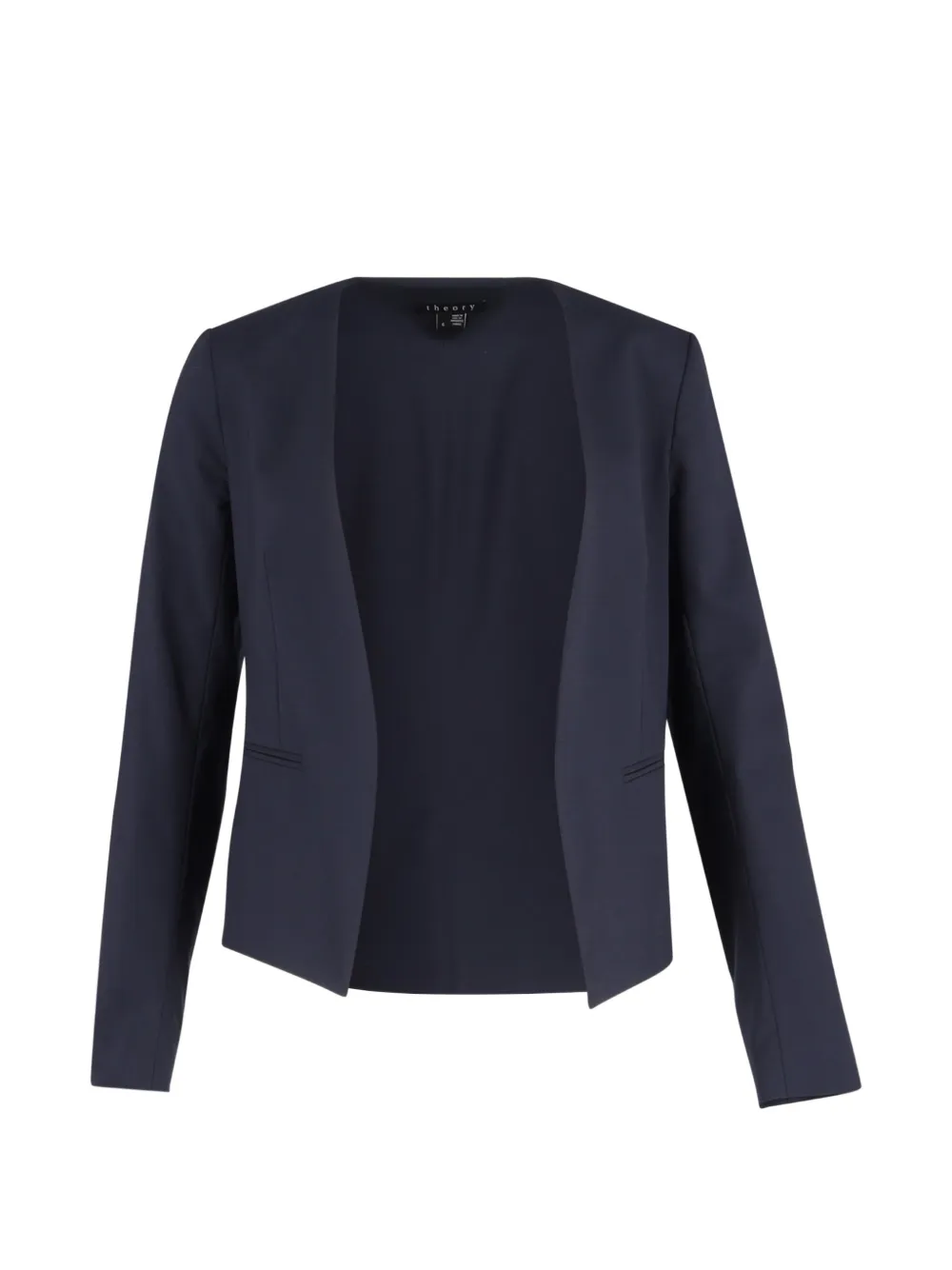 Pre-owned Theory Collarless Jacket In Blue