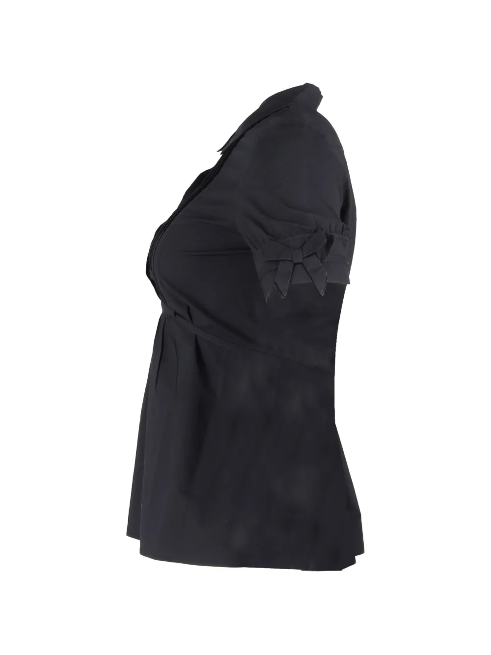 Tie-Waist Short-Sleeve Blouse