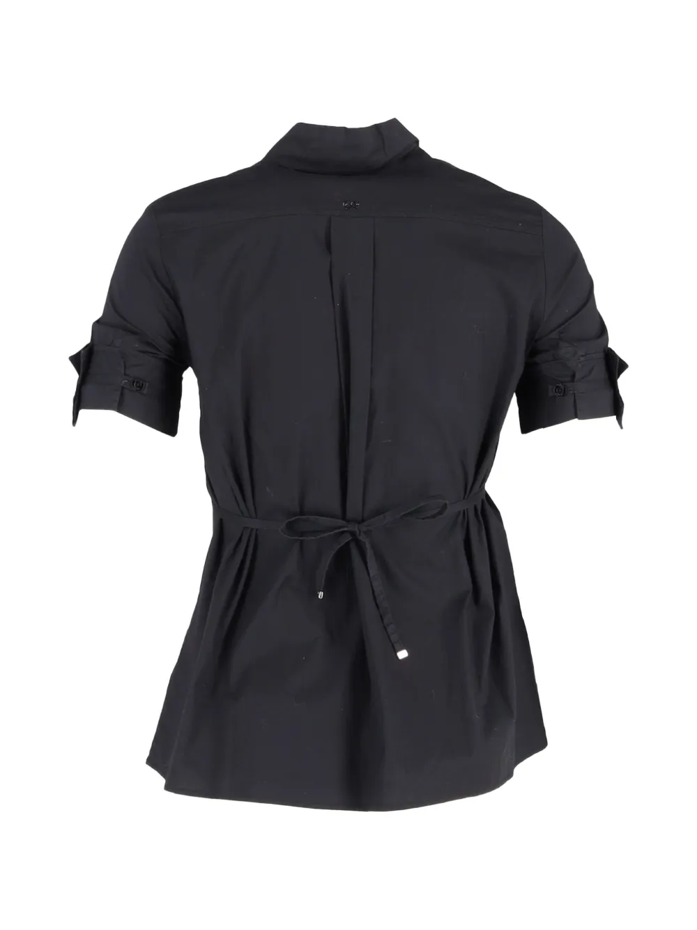 Tie-Waist Short-Sleeve Blouse