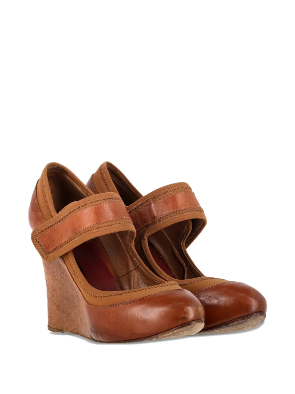 Chlo&eacute; Vintage wedge-heel pumps - Bruin