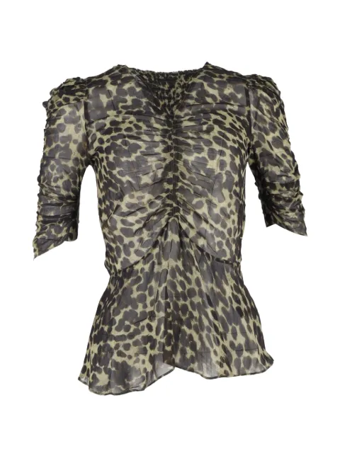 Isabel Marant Vintage Caja ruched animal-print blouse