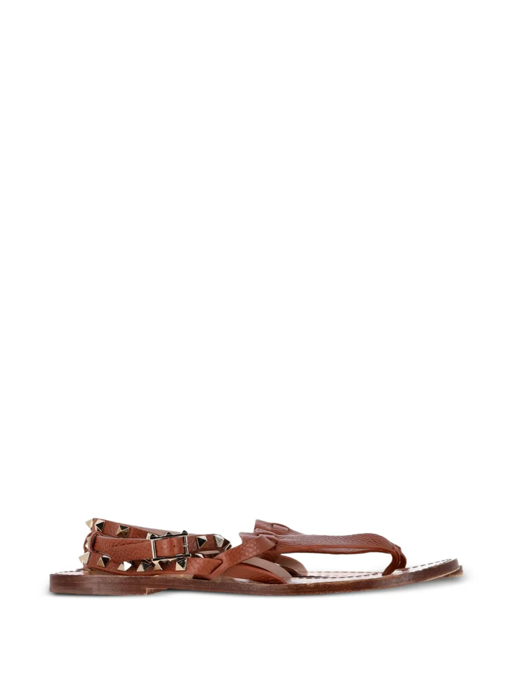 Valentino Garavani Pre-Owned rockstud-embellished T-strap sandals - Marrone