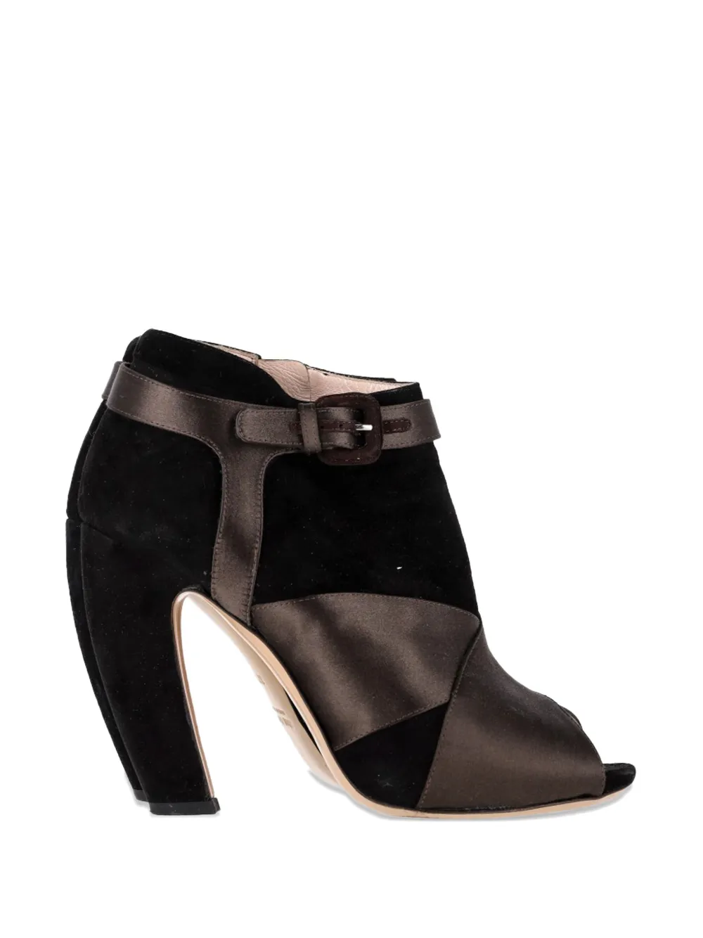 Miu Miu Pre-Owned peep-toe buckle ankle boots - Nero
